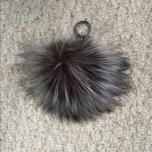 Michael Kors gray silver Pom key chain